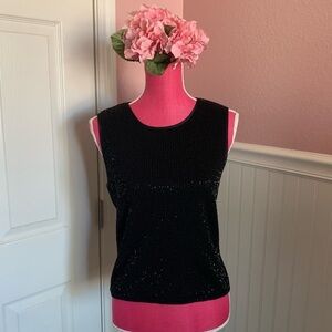 Fully Beaded Front Kasper Black Tank, size S, EUC